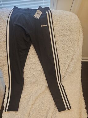 adidas Black Leggings with White Triple Stripes